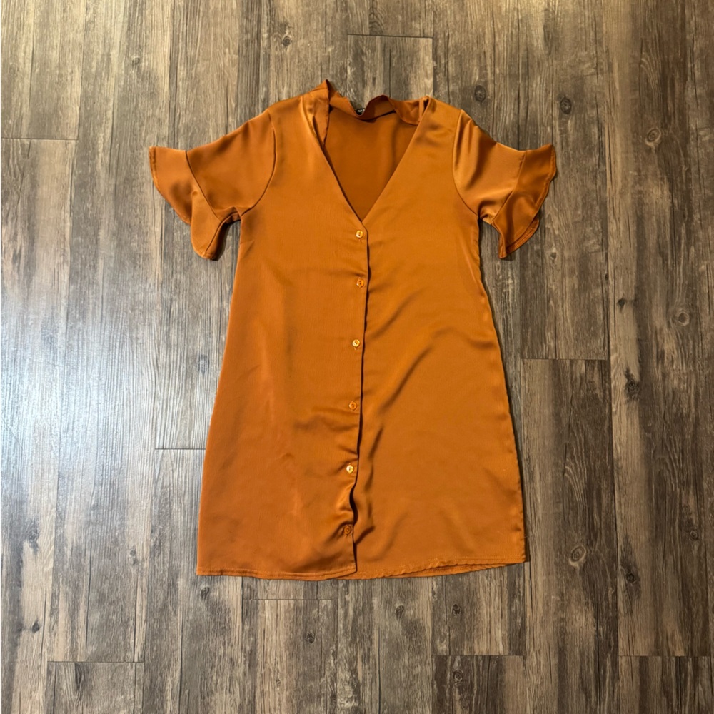 Nasty Gal Burnt Orange satin dress